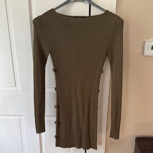 Lulu's Olive Long Sleeve Knit Dress